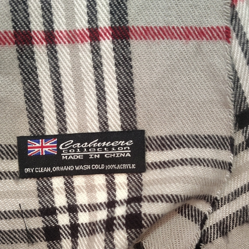 Cashmere Collection Plaid Scarf - Black, Red, Cream